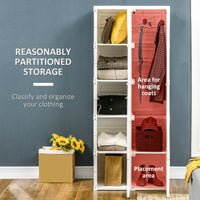 Portable Wardrobe Closet, Folding Bedroom Wardrobe, Clothes Storage Organizer with Cube Compartments, White