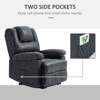 PU Leather Reclining Chair, Manual Recliner Chair for Living Room with Footrest, 2 Side Pockets, Steel Frame, Black