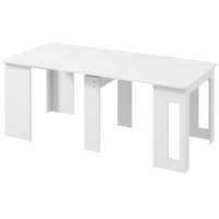 23.6"-70.9" Extendable Dining Table for 6-8 People, Space-Saving Rectangular Kitchen Table for Small Spaces, Dining Room, Kitchen, Living Room, White