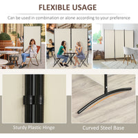6' 3 Panel Room Divider, Double Hinged Folding Wall Divider, Indoor Privacy Screen for Home Office, Beige