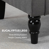 Fabric Accent Chair, Button Tufted Armchair, Armchair with Wood Legs, Thick Padding for Bedroom, Charcoal Grey