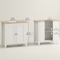Bathroom Sink Vanity Unit, Under Sink Bathroom Cabinet with U-Shape Design and Adjustable Shelf, White