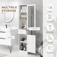 Tall Bathroom Cabinet, Bathroom Storage Cabinet with Drawers, 2 Doors and Adjustable Shelves, White