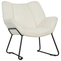 Accent Chair, Sherpa Fleece Armchair with Wide Backrest and Metal Legs, White