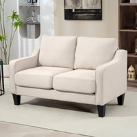 Loveseat Sofa, Modern Couch with Pocket Spring, Linen Upholstered, Thick Padded, Beige
