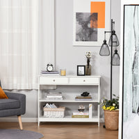 39" Console Table, Narrow Entryway Table with Storage Shelves, Drawers and X Frame for Behind Couch, Living Room, Hallway, White