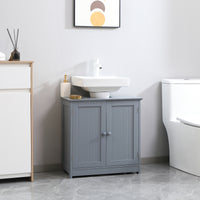 Bathroom Vanity, 24" Pedestal Sink Bathroom Vanity Furniture with 2 Doors and Shelf, Grey