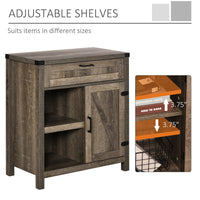 Rustic Barn Door Storage Cabinet Modern Farmhouse Buffet Sideboard for Kitchen & Dining Room  Dark Oak