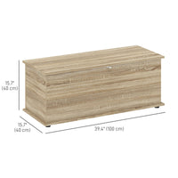 39.5" Storage Chest with 2 Safety Hinges, Storage Box Organizer with Flip-Top Lid, Entryway Storage Bench, Oak