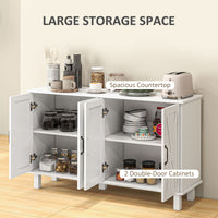 Kitchen Sideboard Cabinet with 4 Barn Doors and 2 Adjustable Shelves, Buffet Table for Living Room, Hallway, White