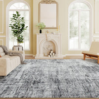 Area Rug for Living Room 9x12, Modern Abstract Machine Washable Rug, Non-Slip Carpet for Bedroom, Dining Room, Grey