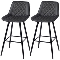 PU Leather Counter Height Bar Chairs Set of 2, 27.75" Bar Stools with Metal Legs for Dining Area, Kitchen Island, Black