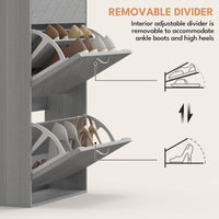 Shoe Storage Cabinet with 3 Flip Drawers, Narrow and Slim, 12 Pair of Shoes Organizer for Hallway, Entryway