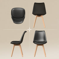 Modern Dining Table Chairs Set of 6, Rubber Wood Kitchen Table Chairs with PU Leather Cushion for Living Room, Bedroom