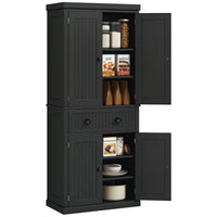 72" Kitchen Pantry, Freestanding Storage Cabinet with Drawer, Doors, Black