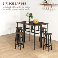 Bar Table Set of 6 Bar Table and Stools for 4 2 Breakfast Tables and 4 Stools for Living Room Dining Room Rustic Brown