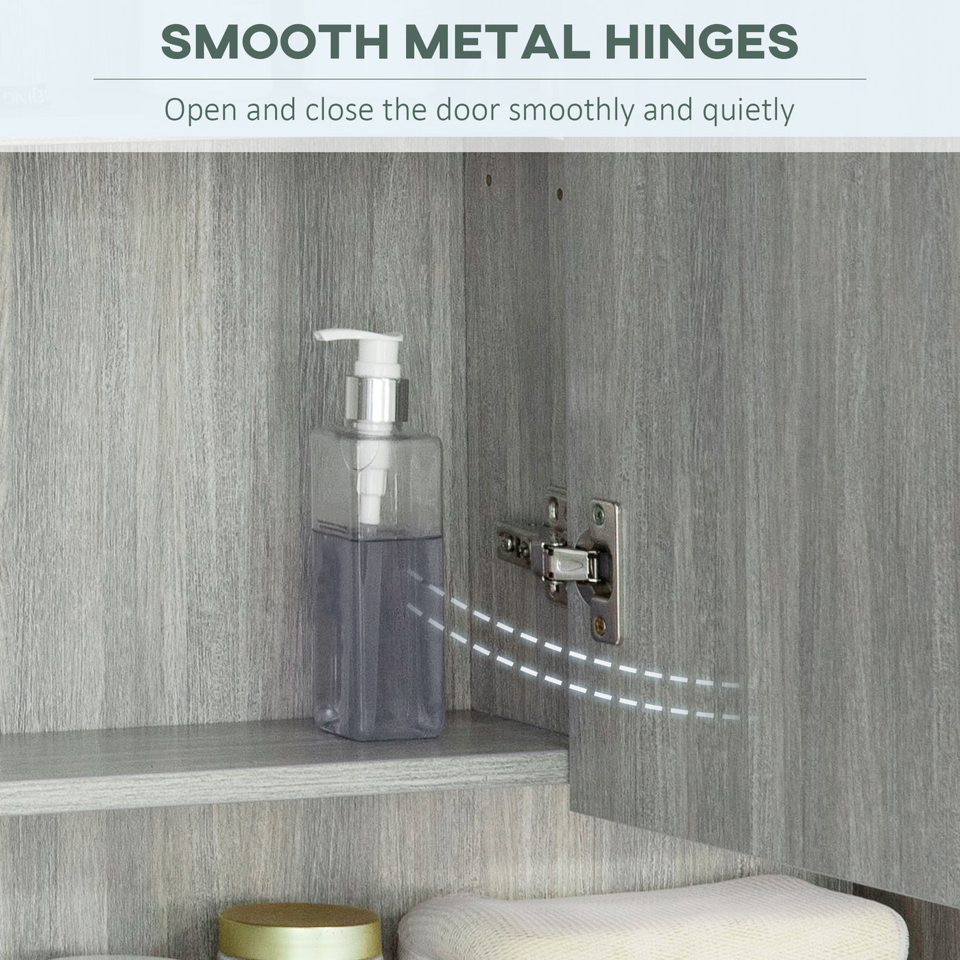 Wall Mounted Bathroom Medicine Cabinet with Mirror and Adjustable Shelves, Grey