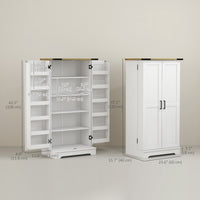 Farmhouse Kitchen Pantry Storage Cabinet, Kitchen Pantry Cabinet with Doors and Adjustable Shelves, Cream White