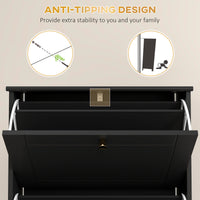 Narrow Shoe Storage with 3 Flip Drawers and Adjustable Shelves, Shoe Cabinet Organizer for 12 Pairs of Shoes, Black