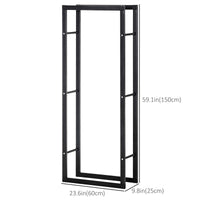 23.6" x 9.8" x 59.1" Firewood Rack Outdoor, Log Holder Fireplace Storage Rack with Handles and 220 lbs. Weight Capacity, Black