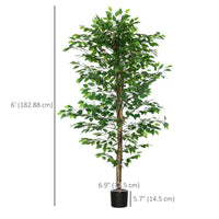 Set of 2 6ft Artificial Trees Ficus, Indoor Fake Plants with Pot, for Home Decor