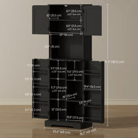 71.5" Tall Pantry Cabinet, Farmhouse Kitchen Storage Cabinet with Adjustable Shelves, 8 Door Spice Racks, Black
