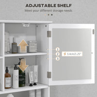 Wall-Mounted Medicine Cabinet, Bathroom Mirror Cabinet with Doors and Storage Shelves, White