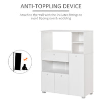 Compact Kitchen Pantry Cabinet Server Hutch Storage Buffet with Microwave Oven Stand Drawer and Shelves, White