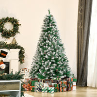 6ft Snow Flocked Artificial Christmas Tree, Unlit Full Fir Tree with Automatic Open, 800 Realistic Branches and 61 Pine Cones