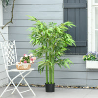 4.6FT Artificial Bamboo Tree Faux Decorative Plant in Nursery Pot for Indoor Décor