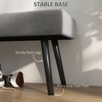 39 Inches Upholstered Bedroom Bench, Modern End of Bed Bench with Steel Legs, Grey