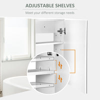 Bathroom Mirror Cabinet, Wall-Mounted Storage Organizer with Double Doors, Adjustable Shelf, White