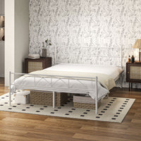 Metal Queen Platform Bed Frame with Headboard, Steel Slat Support, Underbed Storage, No Box Spring Needed, Easy Assembly