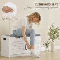 Shoe Storage Bench, Entryway Bench with 2-Tier Cabinet, Flip-Top Storage, Padded Cushion for Hallway, White
