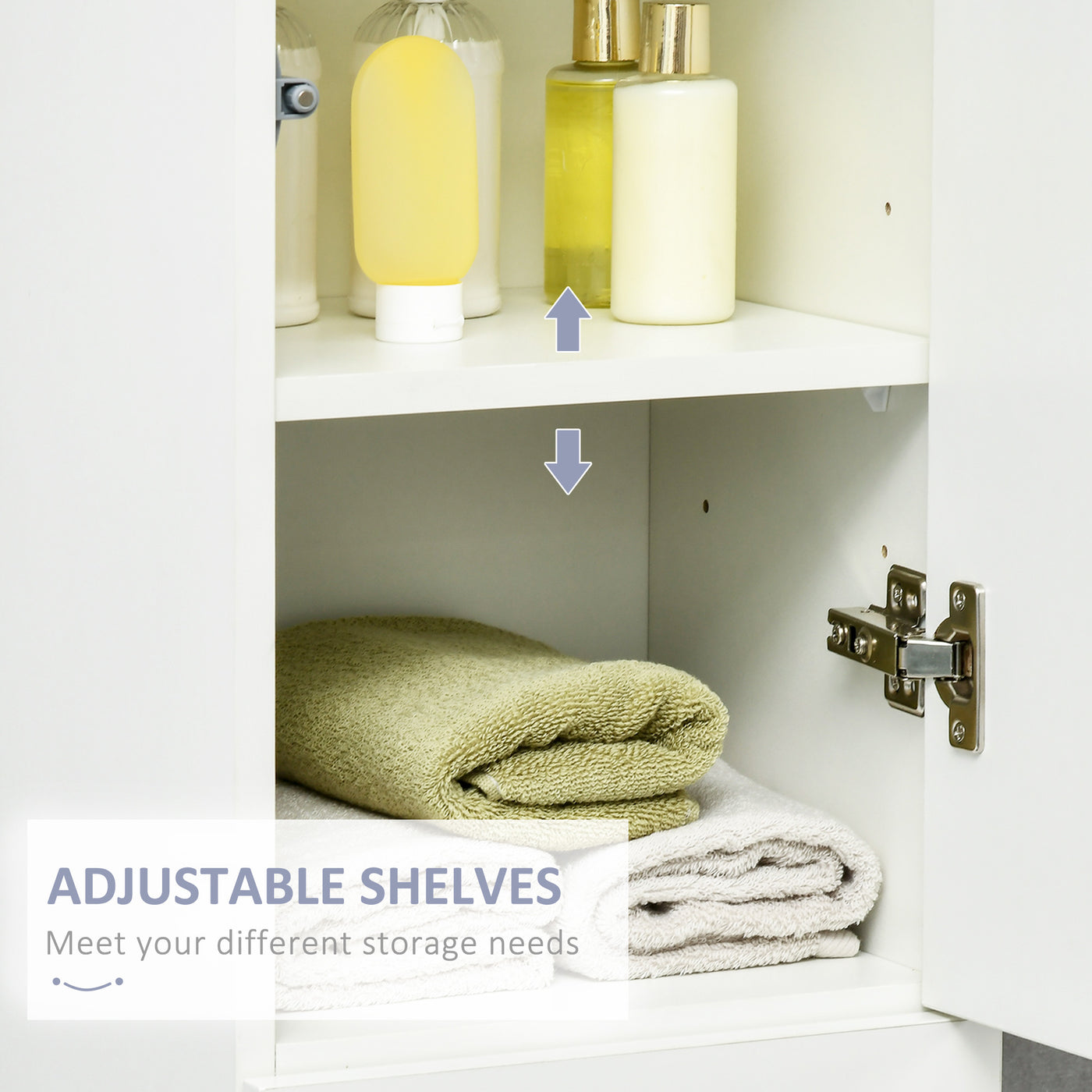 Tall Bathroom Cabinet, Narrow Bathroom Storage Cabinet with Doors, Drawer and Adjustable Shelves, High Gloss White
