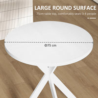 29" Dining Table, Contemporary Round Kitchen Table with Steel Legs, White