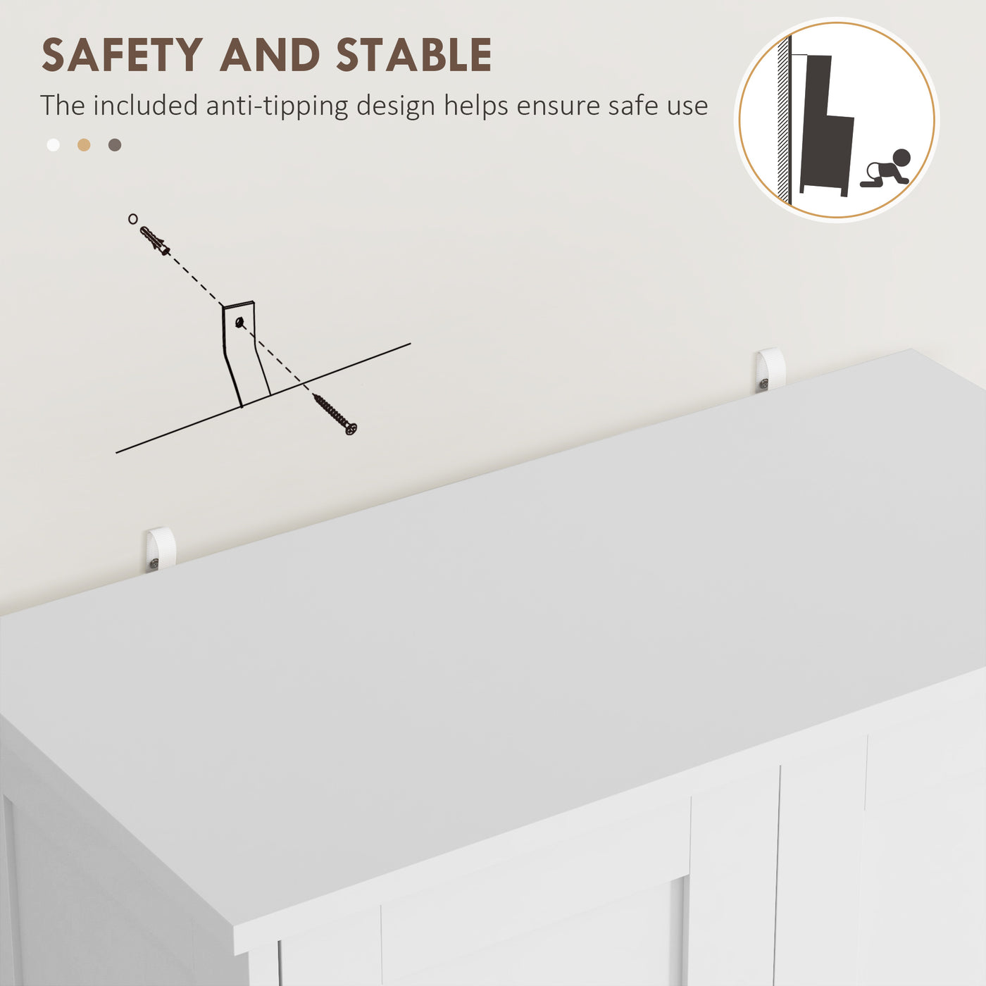 50.5" Kitchen Storage Cabinet, Modern Kitchen Pantry Cabinet with 4 Doors, Drawer, Adjustable Shelf, White