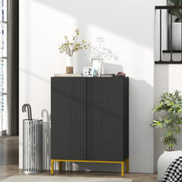 Shoe Storage Cabinet with Adjustable Shelves and Soft-Close Hinges, for 15-20 Pairs of Shoes, Black