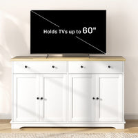 Modern Sideboard, Buffet Cabinet with Storage Drawers, Adjustable Shelves for Living Room, Dining Room, Entryway, White