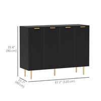 Modern Kitchen Storage Cabinet, Sideboard Buffet Cabinet with Adjustable Shelves for Hallway, Black
