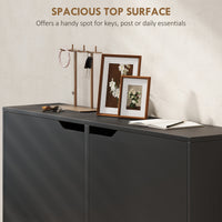 Narrow Shoe Cabinet, Shoe Storage Cabinet with 4 Flip Drawers and Adjustable Shelves for 16 Pairs of Shoes, Black