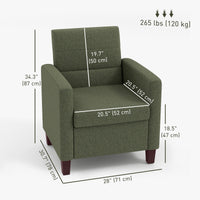 Fabric Accent Chair, Modern Armchair with Seat Cushion and Non-Slip Pads for Living Room, Bedroom, Dark Green