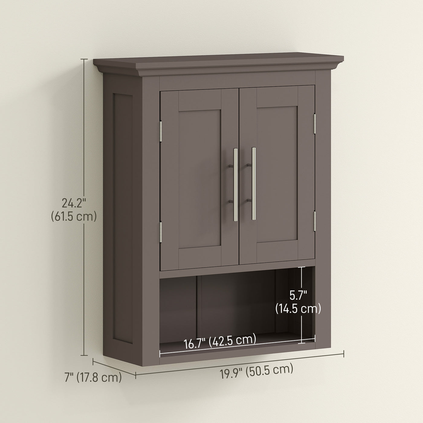 Bathroom Wall Cabinet, Medicine Cabinet, Toilet Storage Cabinet with Shelf for Living Room and Entryway, Brown