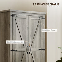 Farmhouse Kitchen Pantry Storage Cabinet, 64" Freestanding Kitchen Pantry Cabinet with Drawers, Distressed Grey
