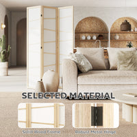 66.9" Folding Room Divider, 3 Panel Wall Partition with Wood Frame for Bedroom, Home Office, Natural Wood