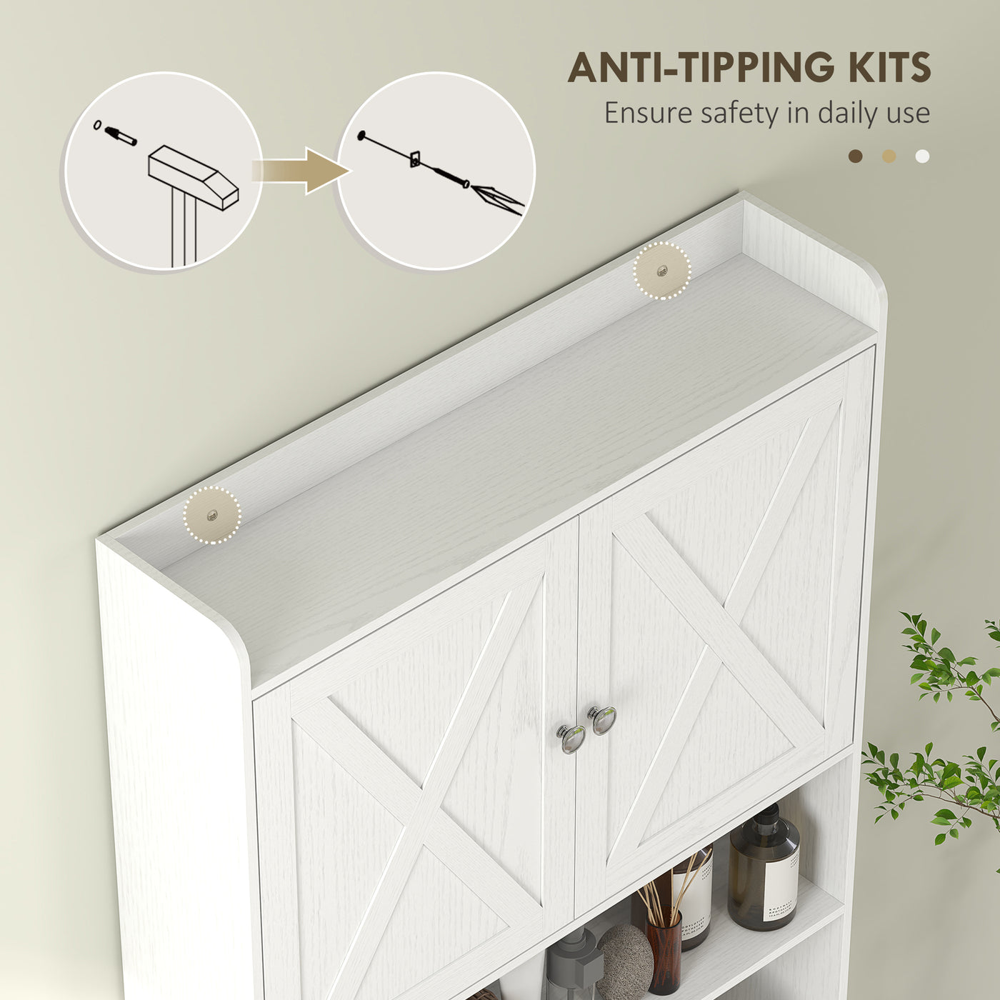 Farmhouse Over the Toilet Cabinet with Barn Doors, Over the Toilet Storage Cabinet with Adjustable Shelf, White