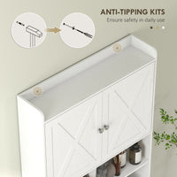 Farmhouse Over the Toilet Cabinet with Barn Doors, Over the Toilet Storage Cabinet with Adjustable Shelf, White