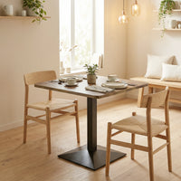 28" Square Dining Table, Modern Dining Room Table with Steel Base, Space Saving Small Kitchen Table, Walnut Wood Grain