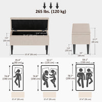 Modern Storage Bench, Ottoman with Storage and Lamb's Wool Upholstery for Living Room, Bedroom, Cream White