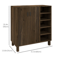 Shoe Storage with Double Doors and Open Shelves 17 Pair Shoe Storage Organizer for Entryway Hallway Walnut